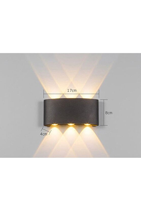 Alüminyum Kasa, 6 Watt Günışığı Ledli İç ve Dış Mekan Işık Desenli Aplik, Bahçe, Balkon, Salon Aplik