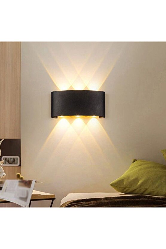 Alüminyum Kasa, 6 Watt Günışığı Ledli İç ve Dış Mekan Işık Desenli Aplik, Bahçe, Balkon, Salon Aplik