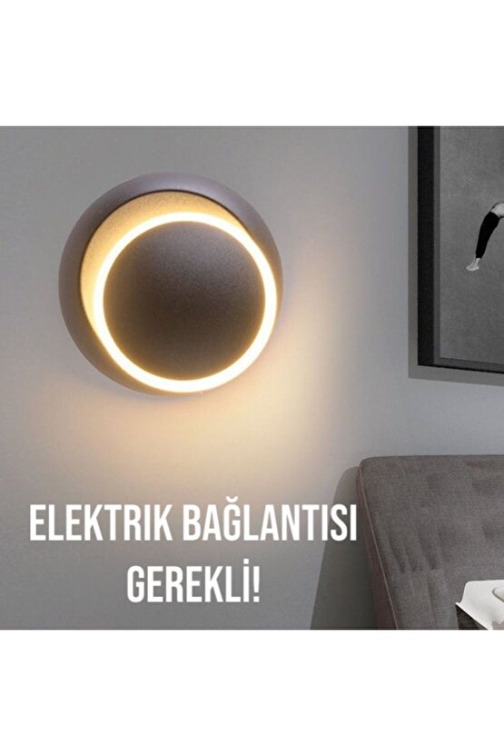 Siyah Alüminyum Kasa, Elektrikle Çalışır, 6 Watt, Günışığı,  Yatakbaşı Aplik Modern Gece Lambası