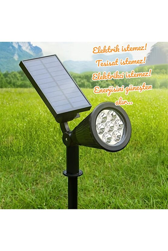 4 Adet, 7 Watt AMBER IŞIK Kaliteli Solar Armatür, Güneş Enerjili Çim, Çiçek, Ağaç, Bahçe Armatürü