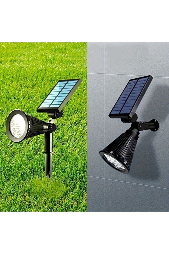 Güneş Enerjili, 7 Watt Yeşil Işık Kazıklı Çim, Çiçek, Ağaç Aydınlatma Armatürü, Solar Bahçe Armatürü