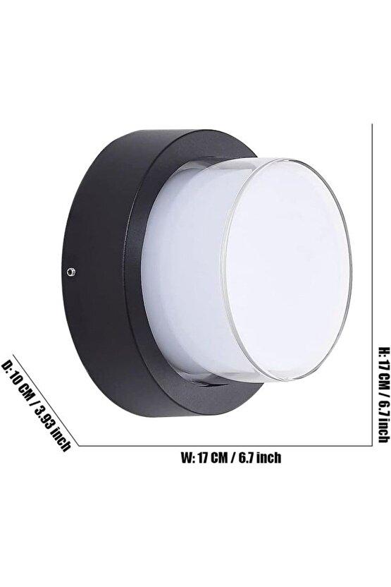 4200 Kelvin, 1000 Lümen, 12 Wat Led Aplik, Bahçe, Balkon, Banyo, Salon, İç ve Dış Mekan Led Armatür