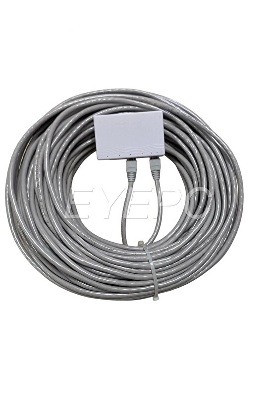 5 Li Switch Port Internet Dağıtıcı +2*10 Metre Cat 6 Kablo +1 Giriş 4 Çıkış