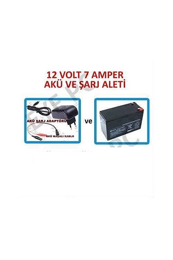 12 Volt 7 Amper Akü Ve Akü Şarj Aleti Pilsan Akülü Oyuncak Araba Uyumlu Akü Şarz Seti