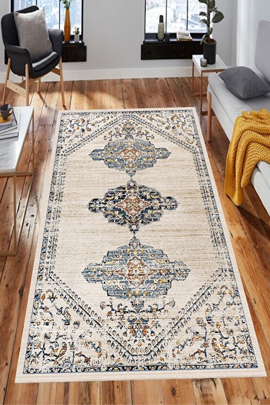 Klasik Kilim Desenli Mavi Tonlu Halı