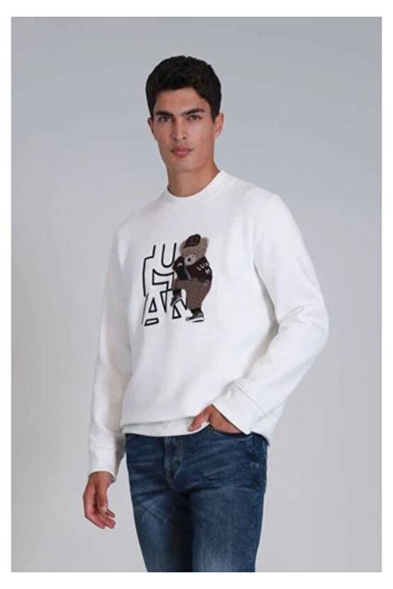 Pıtcher Erkek Sweatshirt Kırık Beyaz