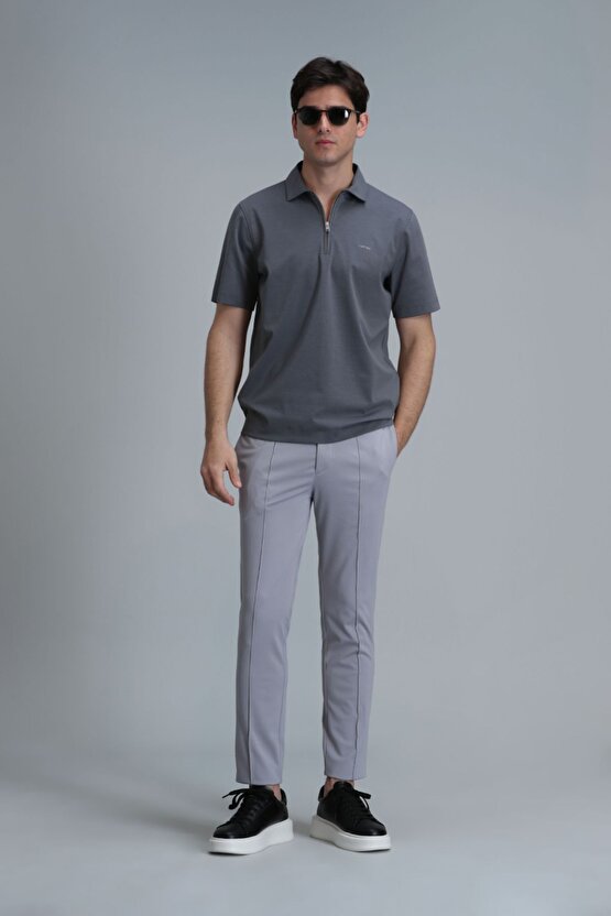 Simon Smart Erkek Chino Pantolon Slim Fit Gri