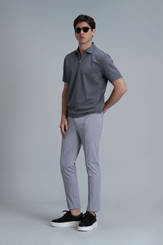 Simon Smart Erkek Chino Pantolon Slim Fit Gri