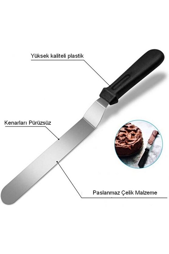 Narkalıp Yuvarlak Ayarlanabilir Kek Kalıbı Ve Pasta Sıvama Spatulası 2 Li Derinlik 15 Cm