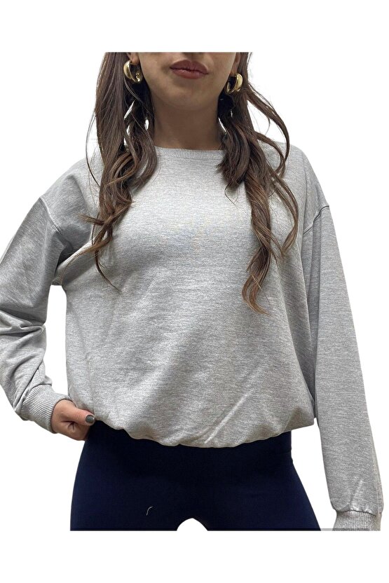 2 İplik Yarım Oversize Crop Sweat