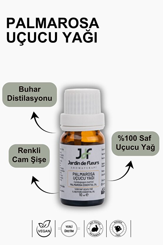 Palmarosa Uçucu Yağı 10 ml - %100 Saf Aromaterapi Yağı