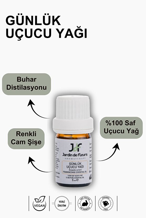 Günlük (Frankincense) Uçucu Yağı 5 ml - %100 Saf Aromaterapi Yağı