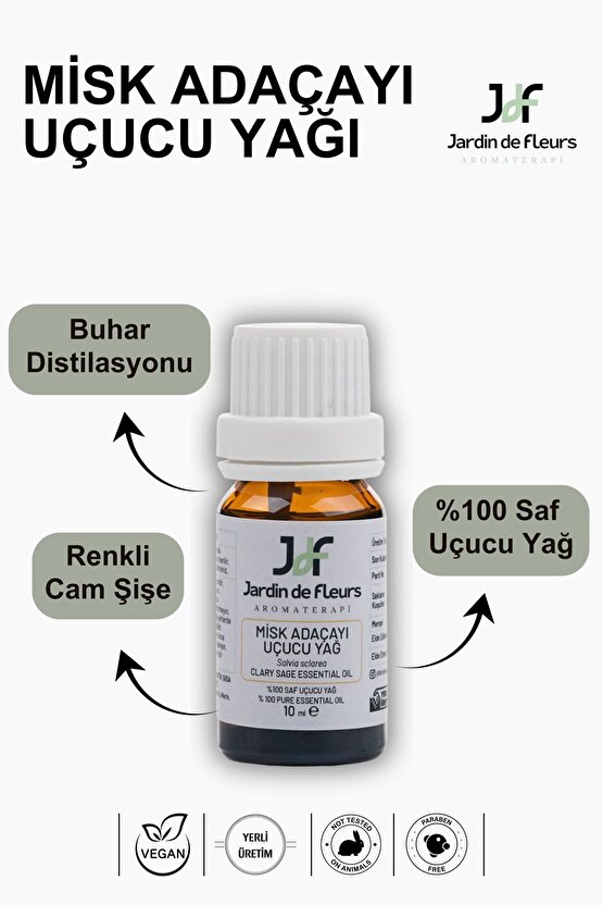 Jdf Misk Adaçayı (CLARY SAGE) Uçucu Yağı 10 ml - %100 Saf Aromaterapi Yağı