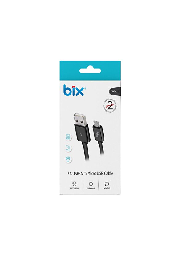 Bx100mb 3a Usb-a To Mıcro Usb Chargıng Cable,siyah