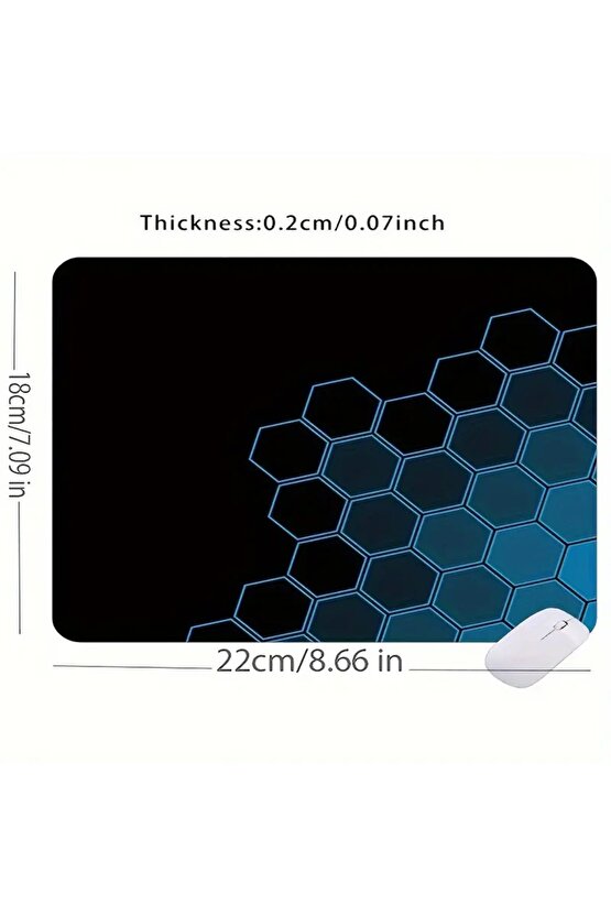 Anime Esinli Geometrik Mavi Mouse Pad Boyut: 7x8,6 Inç(18x22 Cm)