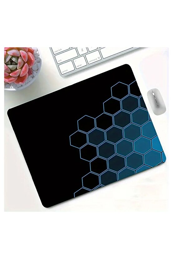 Anime Esinli Geometrik Mavi Mouse Pad Boyut: 7x8,6 Inç(18x22 Cm)