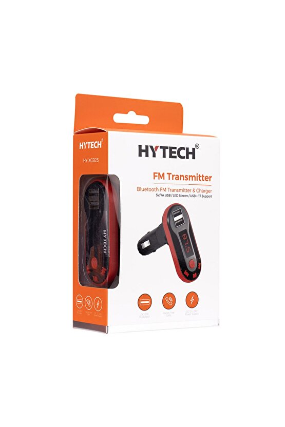 Hy-xcb25 5v 1a Led Ekran Usb Tf Desteği Kırmızı Bluetooth Fm Transmitter