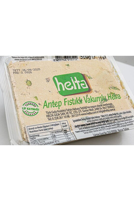 Antep Fıstıklı Vokumlu Helva 500 Gr,a Fıstıklı