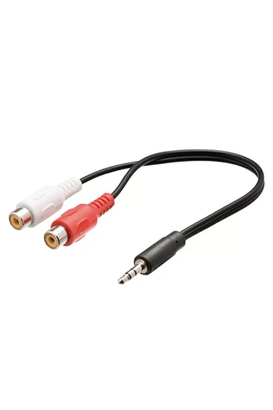 Stereo Ses Kablosu 3,5 Mm Erkek 2x Rca Dişi 0.20 M Siyah