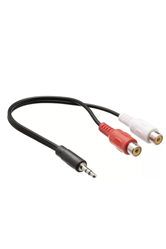 Stereo Ses Kablosu 3,5 Mm Erkek 2x Rca Dişi 0.20 M Siyah