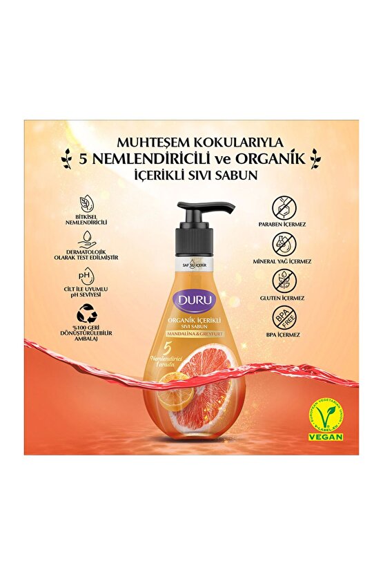 Organik Içerikli & Greyfurt Sıvı Sabun 500ml,mandaline