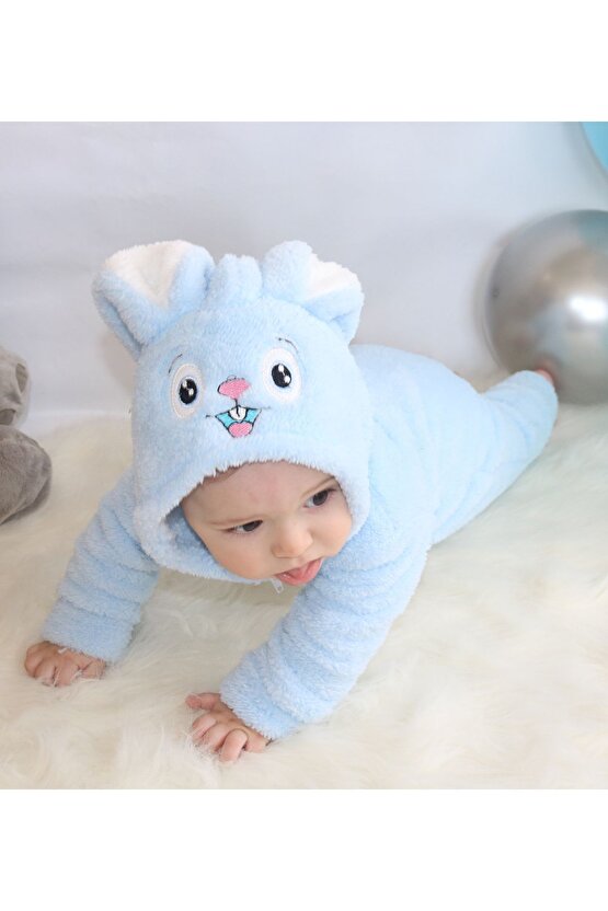 Welsoft Peluş Fermuarlı Kışlık Unisex Kız Erkek Bebek Uyku Tulumu Bebek Tulumu Çocuk Tulumu Kostümü