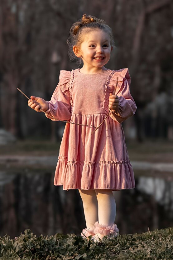 Kız Bebek Elbise Kız Çocuk Elbise Doğum Günü Parti Düğün Elbise Uzun Kol Bebek Giyim