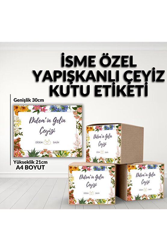 İsime Özel Çeyiz Etiketi Kendinden Yapışkanlı A4 Ebat (29 X 21 cm) - 20li Paket