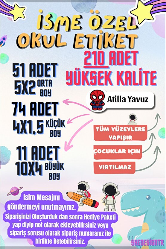 210 Adet Kişiye Özel Okul Etiketi Defter Kalem Özel Isim Yazılabilen Özel Karekterli Okul Etiketi