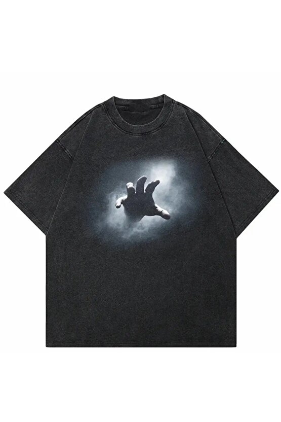 Unisex Mysterious Hand Yıkamalı Vintage Oversize Tshirt