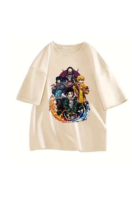 Anime Demon Slayer Baskılı Unisex Oversize  T-Shirt