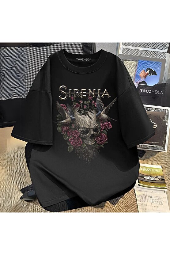 Rock Serisi Sirenia Baskılı Unisex Oversize  T-Shirt