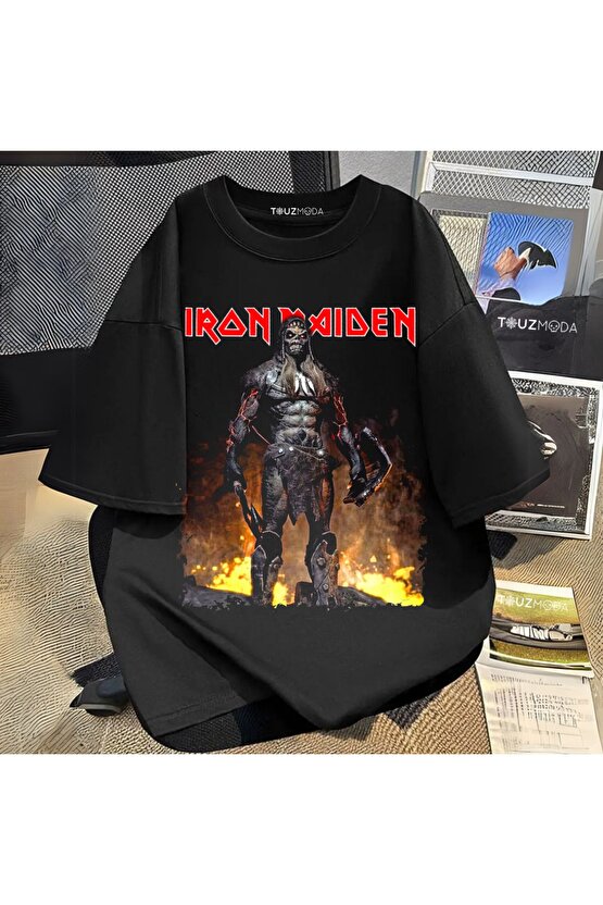 Rock Serisi iron Maiden Baskılı Unisex Oversize  T-Shirt