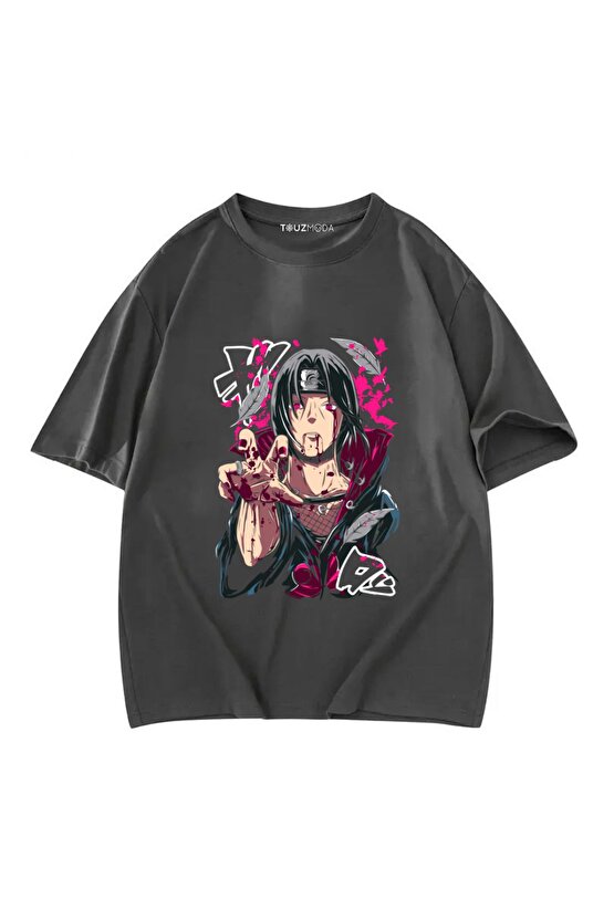 Anime Naruto itachi Uchiha Baskılı Unisex Oversize  T-Shirt