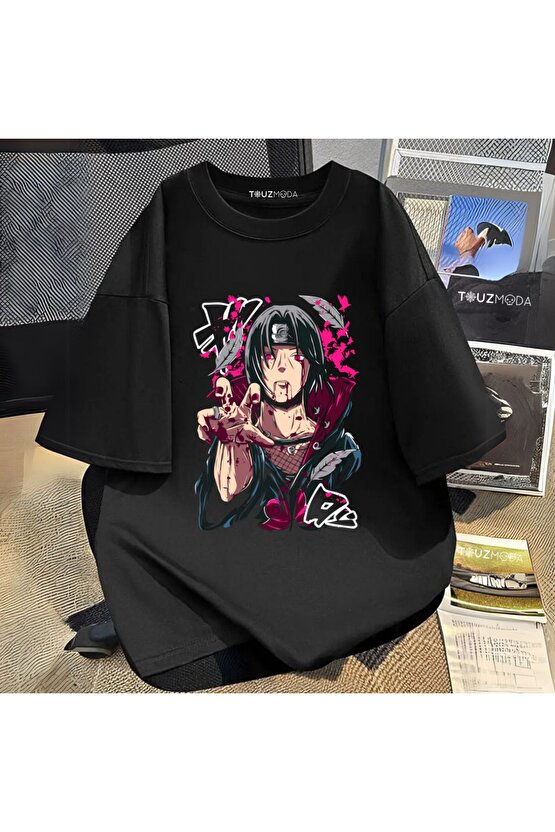 Anime Naruto itachi Uchiha Baskılı Unisex Oversize  T-Shirt