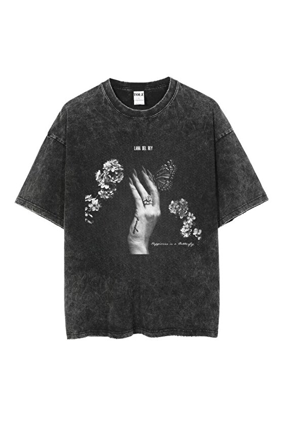 Yıkamalı Lana Del Rey  Baskılı Unisex Oversize Vintage T-shirt