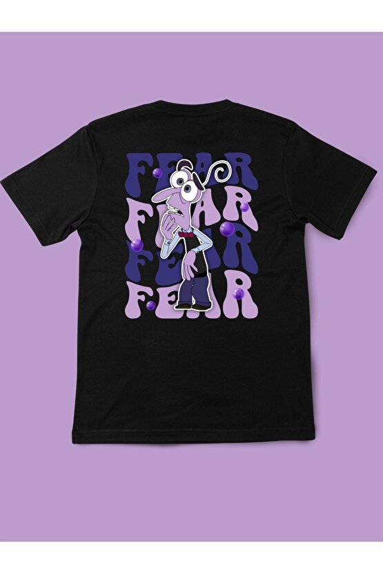 Ters Yüz Karakterler Ön Arka Baskı Siyah Unisex T-shirt