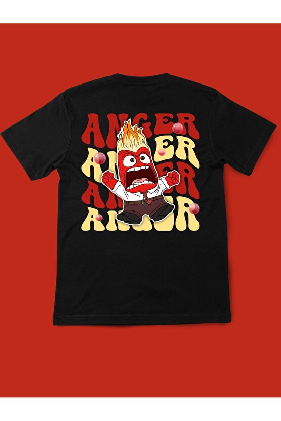 Ters Yüz Karakterler Ön Arka Baskı Siyah Unisex T-shirt