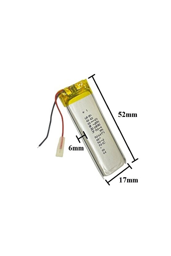 601752 3.7v 500 Mah Lityum Polimer Pil 1.5a (drone Için Uygun Değildir)