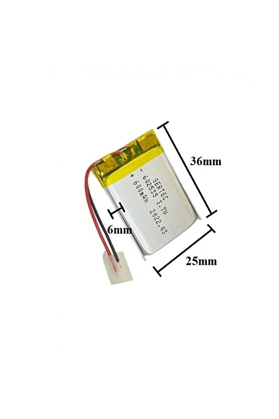 602535 3.7v 600 Mah Lityum Polimer Pil 1.5a (drone Için Uygun Değildir)