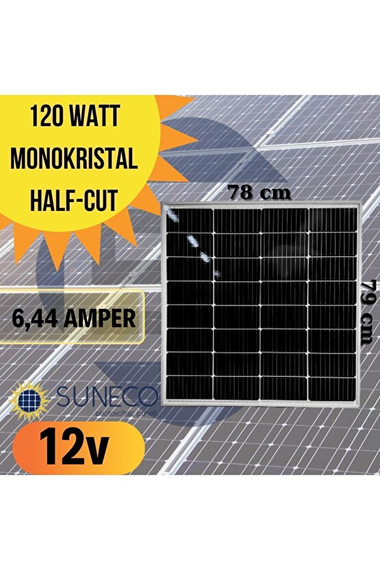 120w Half-cut Watt Monokristal Solar Güneş Paneli A Sınıf 12volt Kamp 100