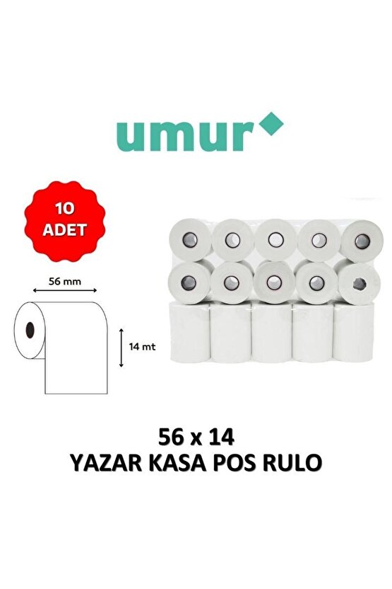 Yazar Kasa Pos Rulosu 56mm X 14mt - 10 Adet