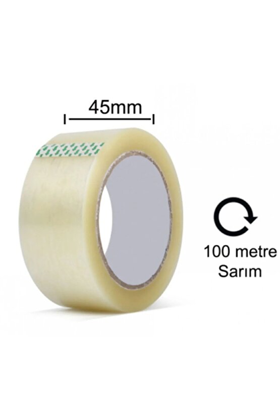 4 Adet 100 Metre 1.Sınıf Kalite,Şeffaf,Kopmayan Akrilik Koli Bandı (45mmx100m)