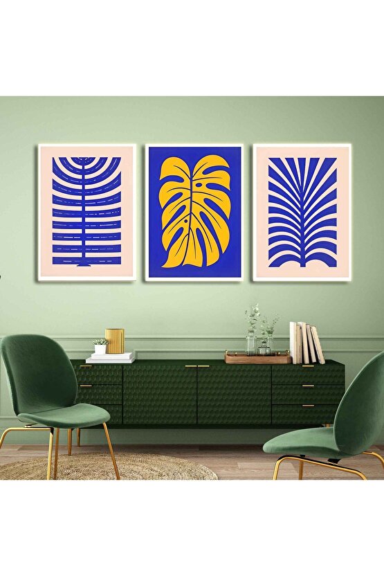 Matisse - Boho - Art Deco - Soyut - Doğa ( 3 lü Çerçevesiz ) Poster - Afiş - Tablo KR2C00713