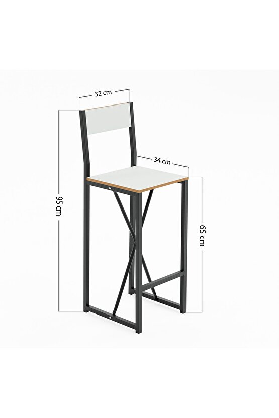 Bar Masa Sandalye Seti Mutfak Yemek Masası Takımı Beyaz 1572