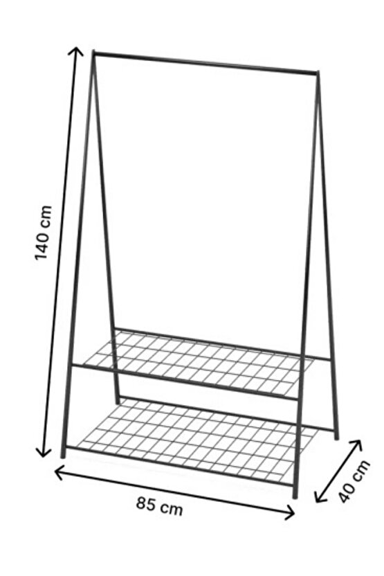 Ayaklı Askı Konfeksiyon Askısı 2 Raflı 148 X 66 cm