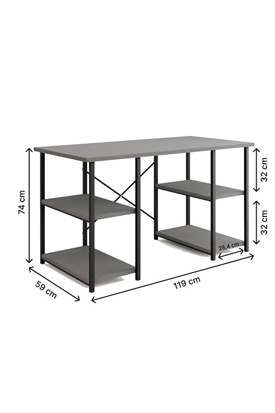 4 Raflı Çalışma Masası Bilgisayar Masası