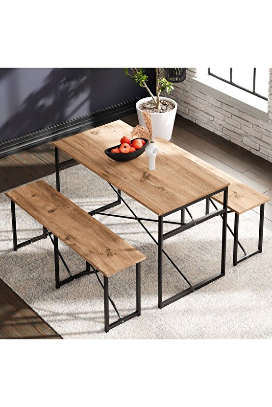 Masa Takımı Bench Bank Masa Seti 120x60 Masa Mutfak Masası Yemek Masası