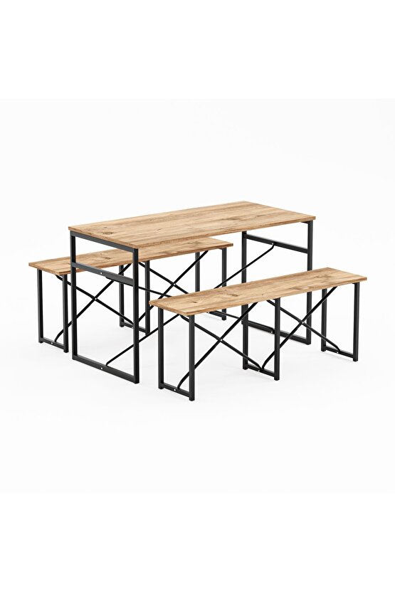 Masa Takımı Bench Bank Masa Seti 120x60 Masa Mutfak Masası Yemek Masası