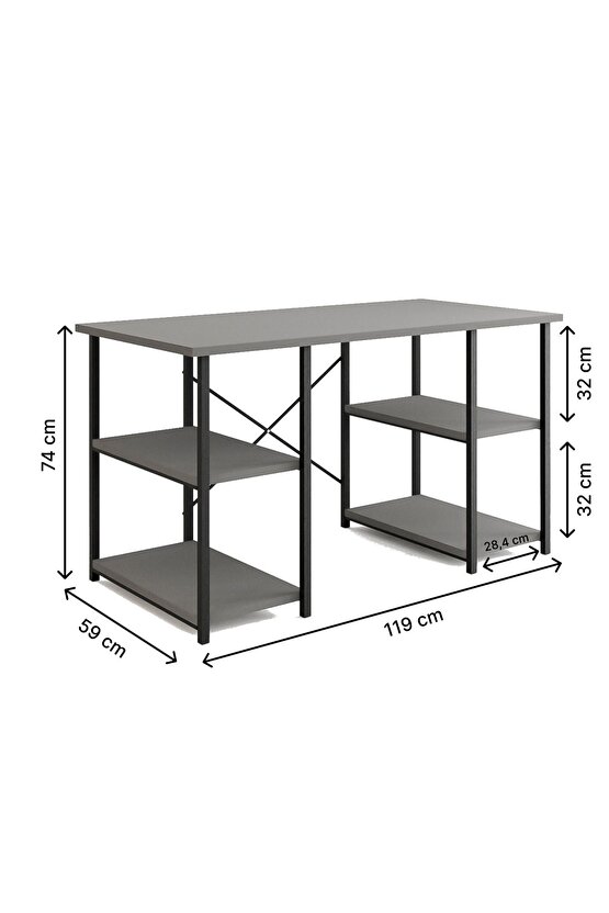 4 Raflı Çalışma Masası Çam 60x120